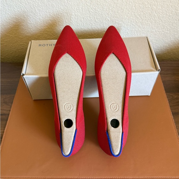 Rothy's The Point Bright Red Flats size 8